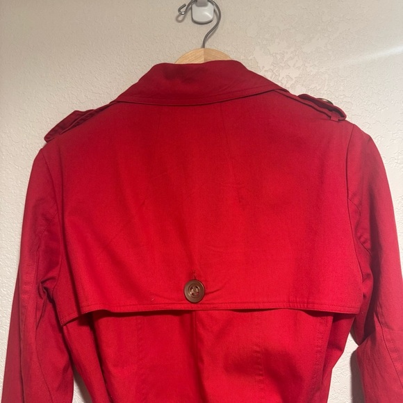 Life Style Vibrant Red Trench Coat - Picture 7 of 7